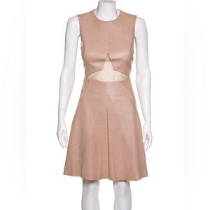 CUSHNIE ET OCHS NUDE LAMBSKIN LEATHER DRESS SZ 2